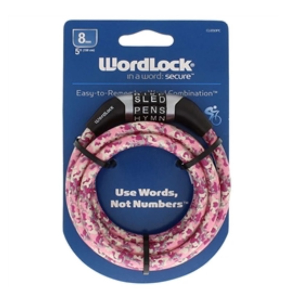 Wordlock CL-650-PC Pink Camo 8mm x 5' FT Combination Cable Lock